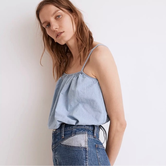 Madewell Chambray Meriden Top in Vineshire Wash Blue Size - Picture 4 of 15